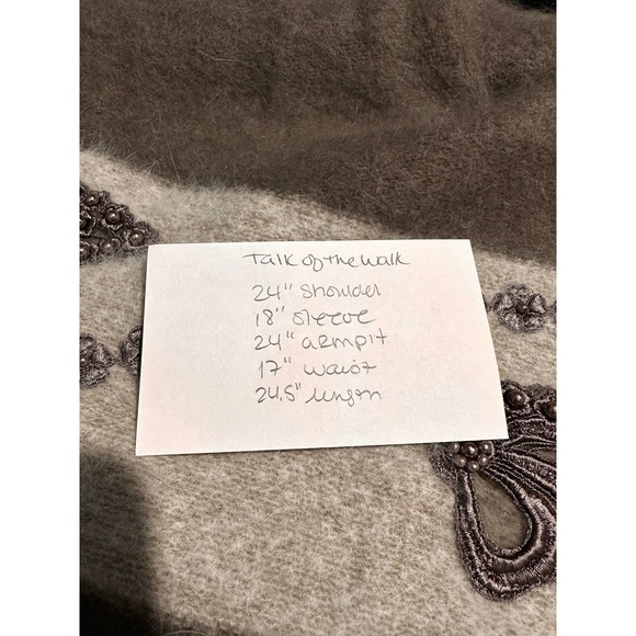 TALK OF THE WALK Vintage Sweater Womens 2XL Taupe Oatmeal Beaded Angora Blend - Picture 9 of 9